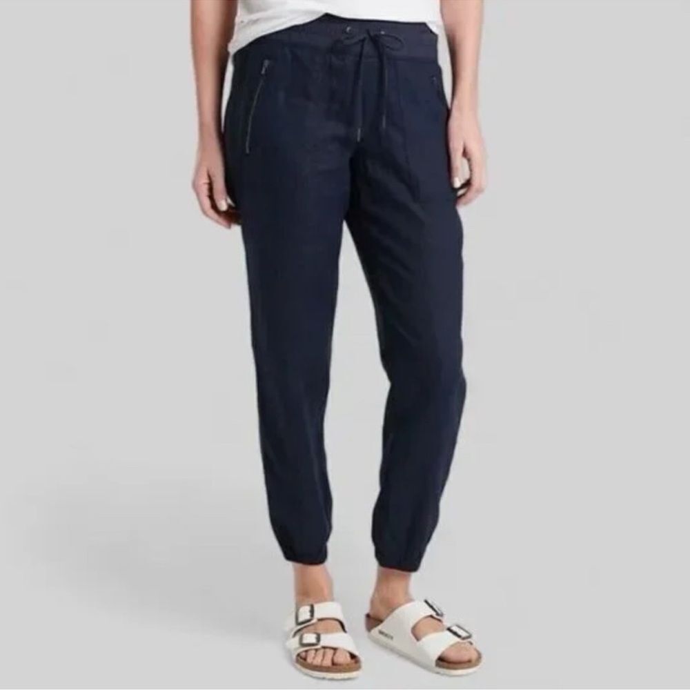 Athleta Cabo Linen Navy Summer Jogger Pants Size 4